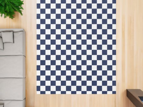 Top 5! Geometric Navy Blue White Checkered Pattern Rug