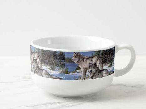 Review Two arctic wolves painting soup mug