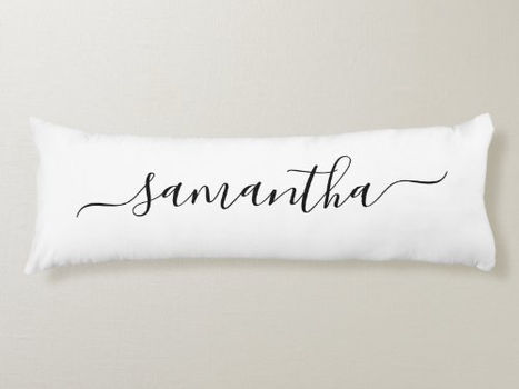 Top 5! Black Elegant Script Signature Name Body Pillow