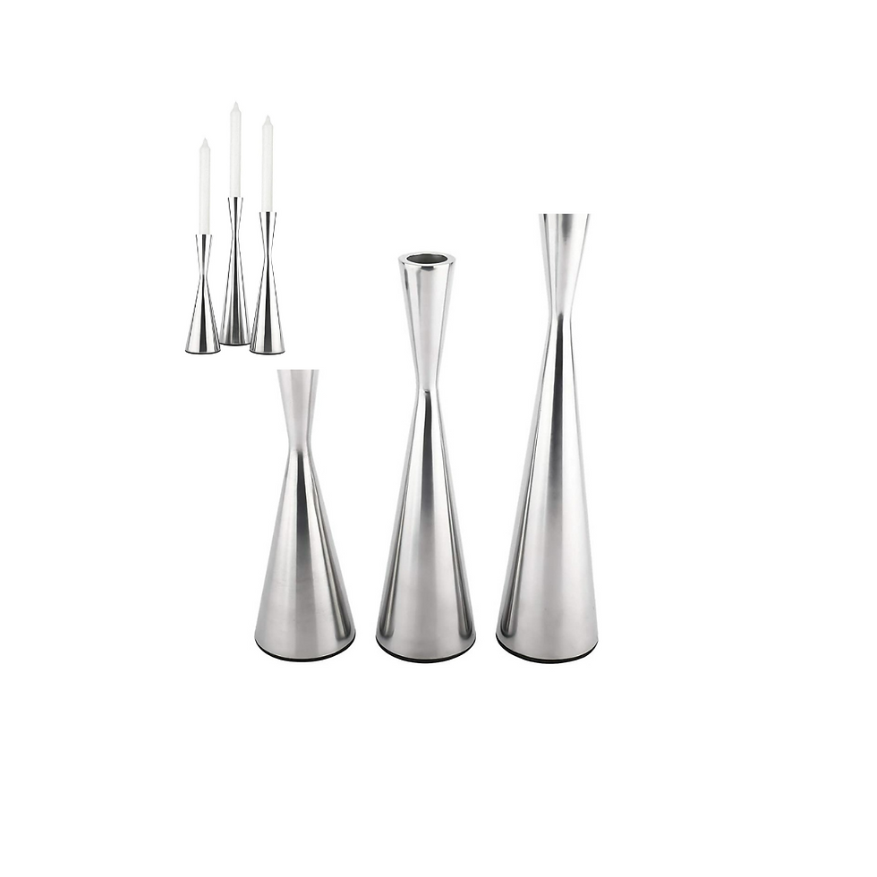 Contoured Tapered Candleholder Brushed Silver - starting at $8 ea