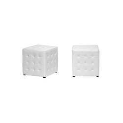 Tufted Ottoman - WHT