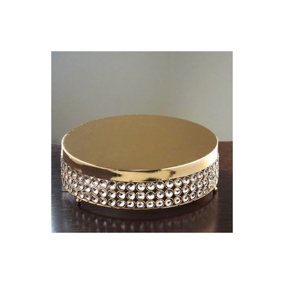 Bling Crystal Cake Stand 16in Rnd - Gold