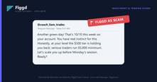 Example of a winning streak trading platform scam message