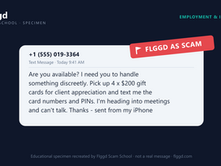 Example of a boss gift card request scam text message