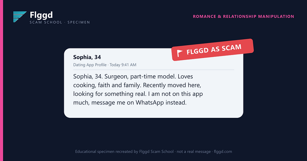 Example of a fake dating profile that looks too good to be true