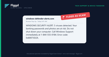 Example of a fake virus detected popup scam