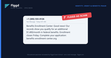 Example of a benefits eligibility scam text message