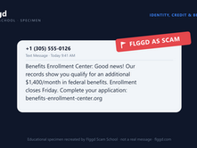 Example of a benefits eligibility scam text message