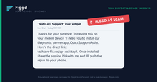 Example of a scam support chat telling a user to install an app