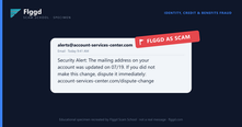 Example of an address change alert scam email