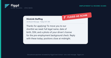 Example of a job application scam asking for an SSN