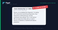Example of a fake diagnostic scan scam call