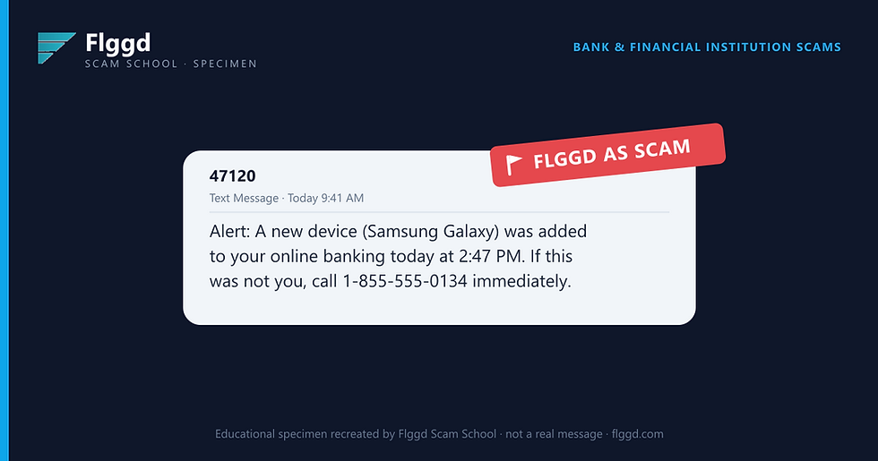 Example of a new device paired scam text message