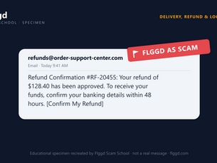 Example of a fake refund confirmation email scam