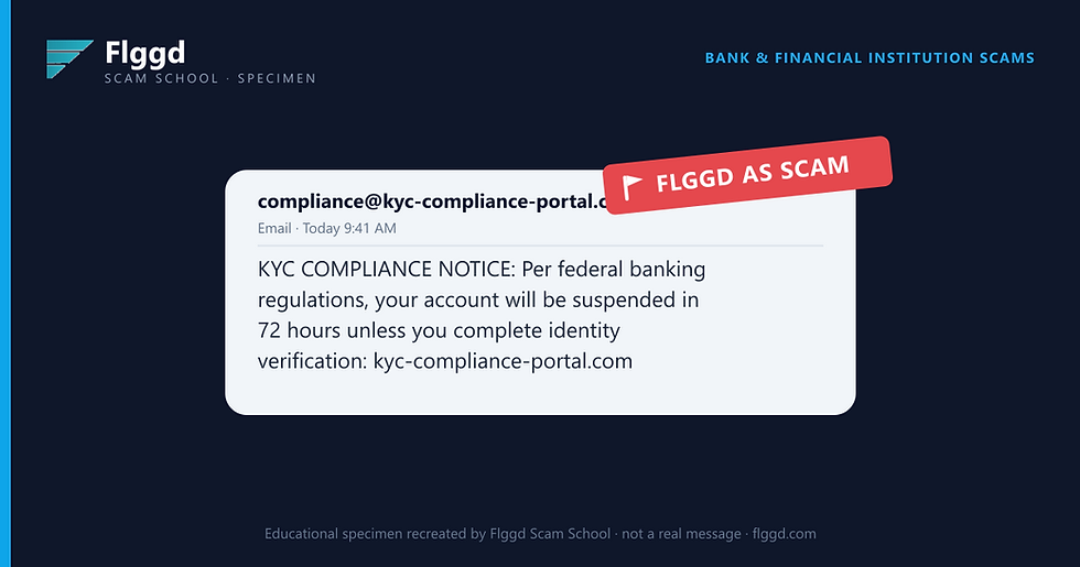 Example of a fake KYC verification scam email