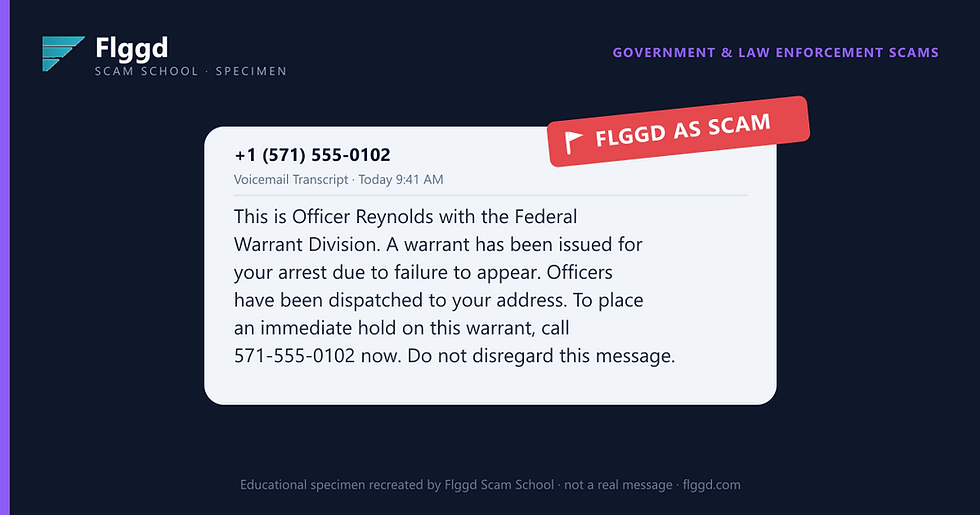 Example of an arrest warrant scam phone call