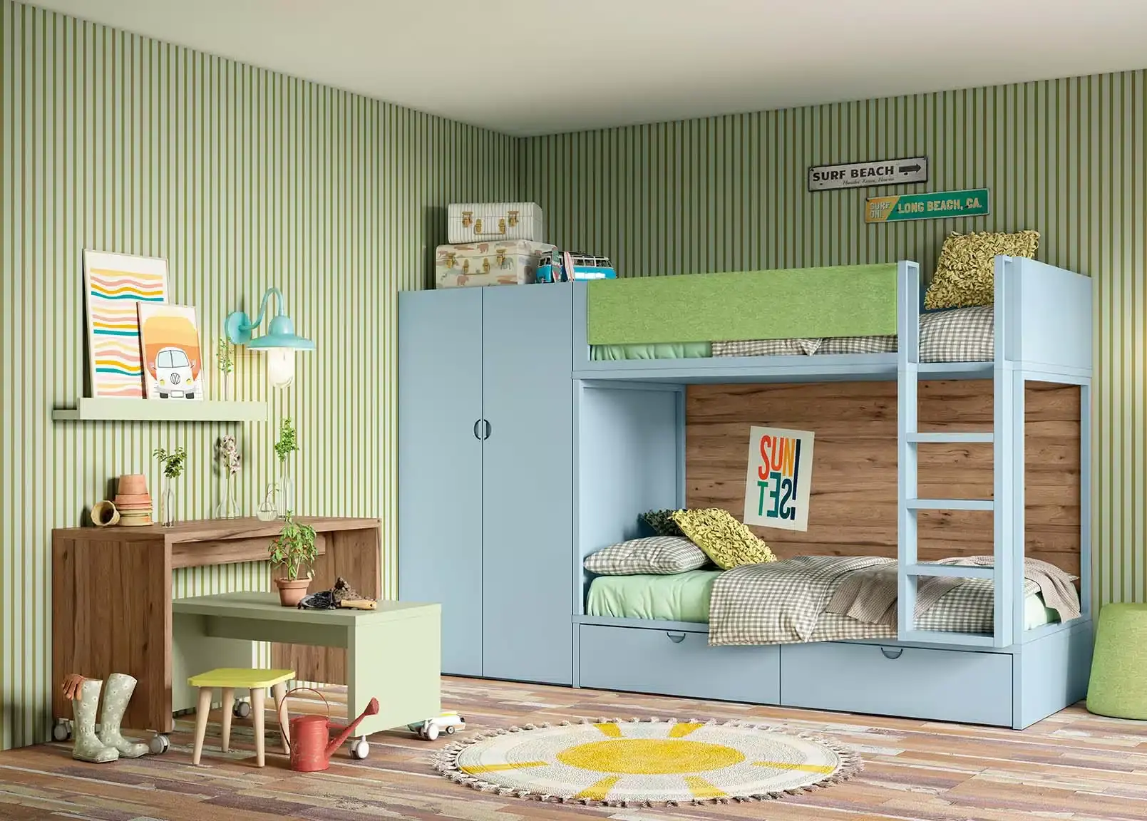 Dormitorio juvenil con litera Delulu 45 de Ros