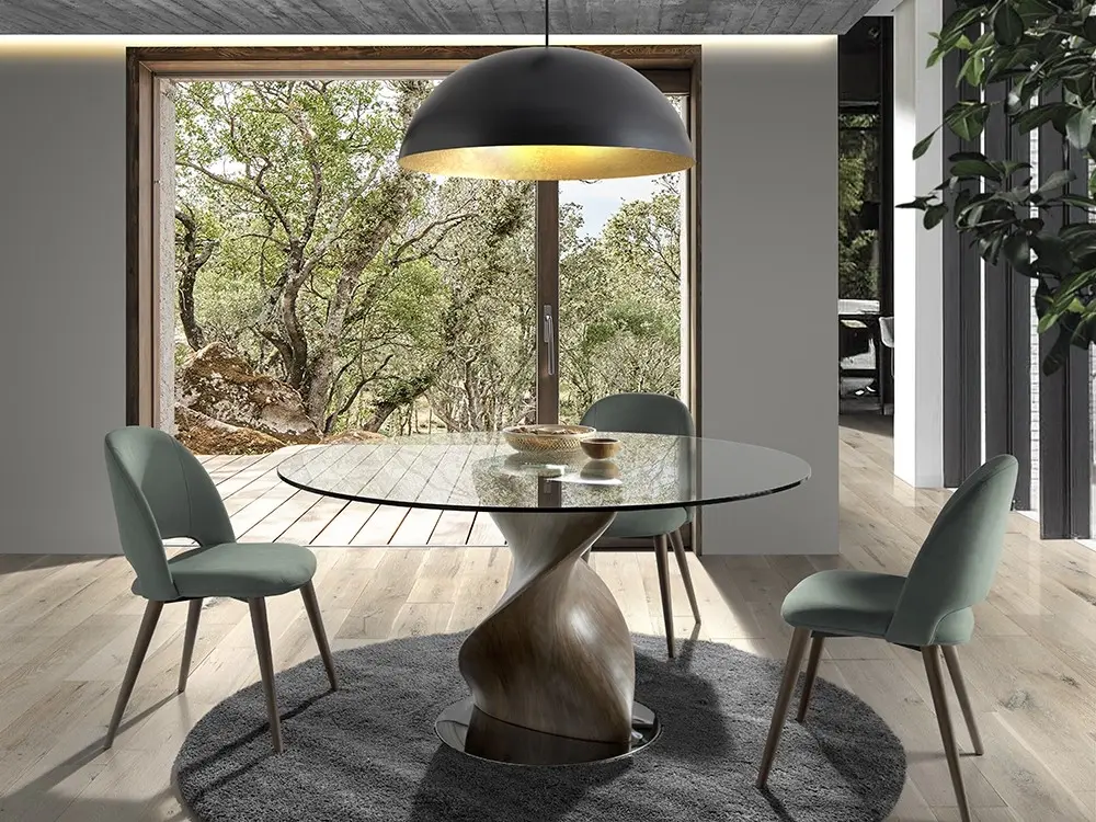 Mesa comedor redonda Vanya cristal de Nacher