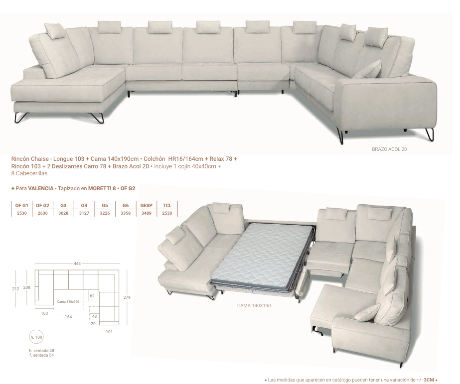 Miniatura: Rinconera doble Carmen multifunción, deslizante, relax o cama