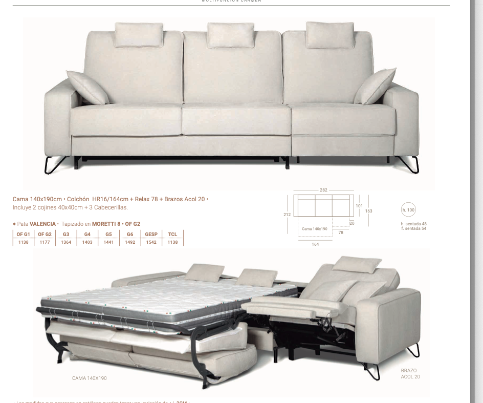 Miniatura: Rinconera doble Carmen multifunción, deslizante, relax o cama