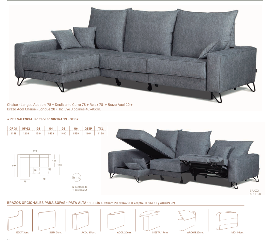 Miniatura: Sofá Fer multifunción, deslizante, relax motor o cama