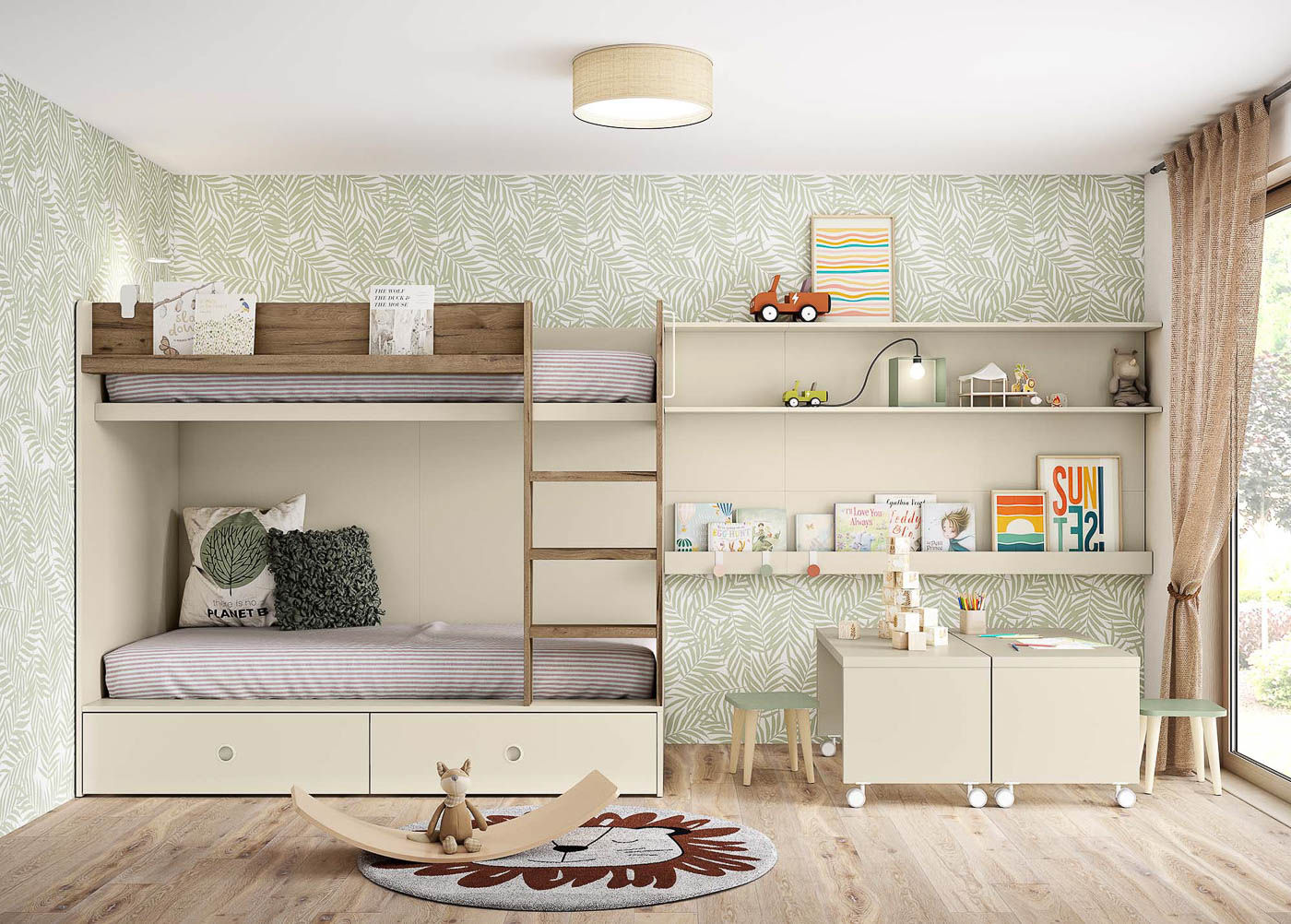 Dormitorio juvenil con litera Delulu NEO 42 de Ros