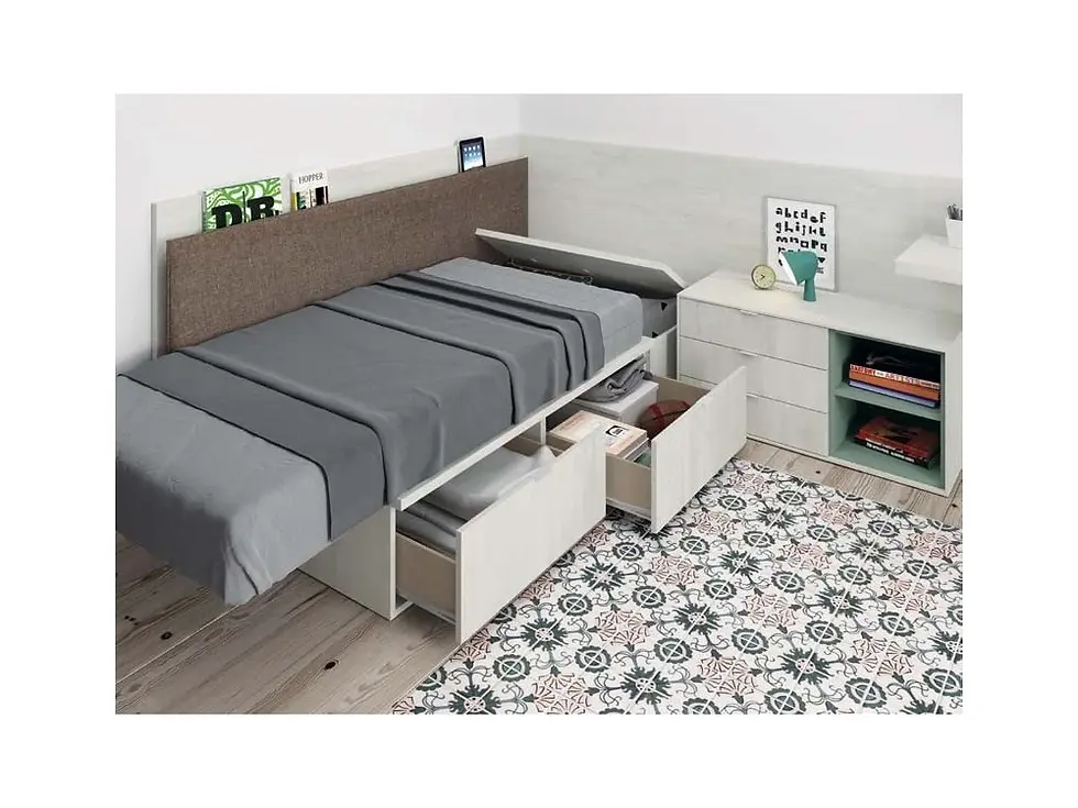 Miniatura: Dormitorio juvenil con cama cajones QBn09 de Tegar