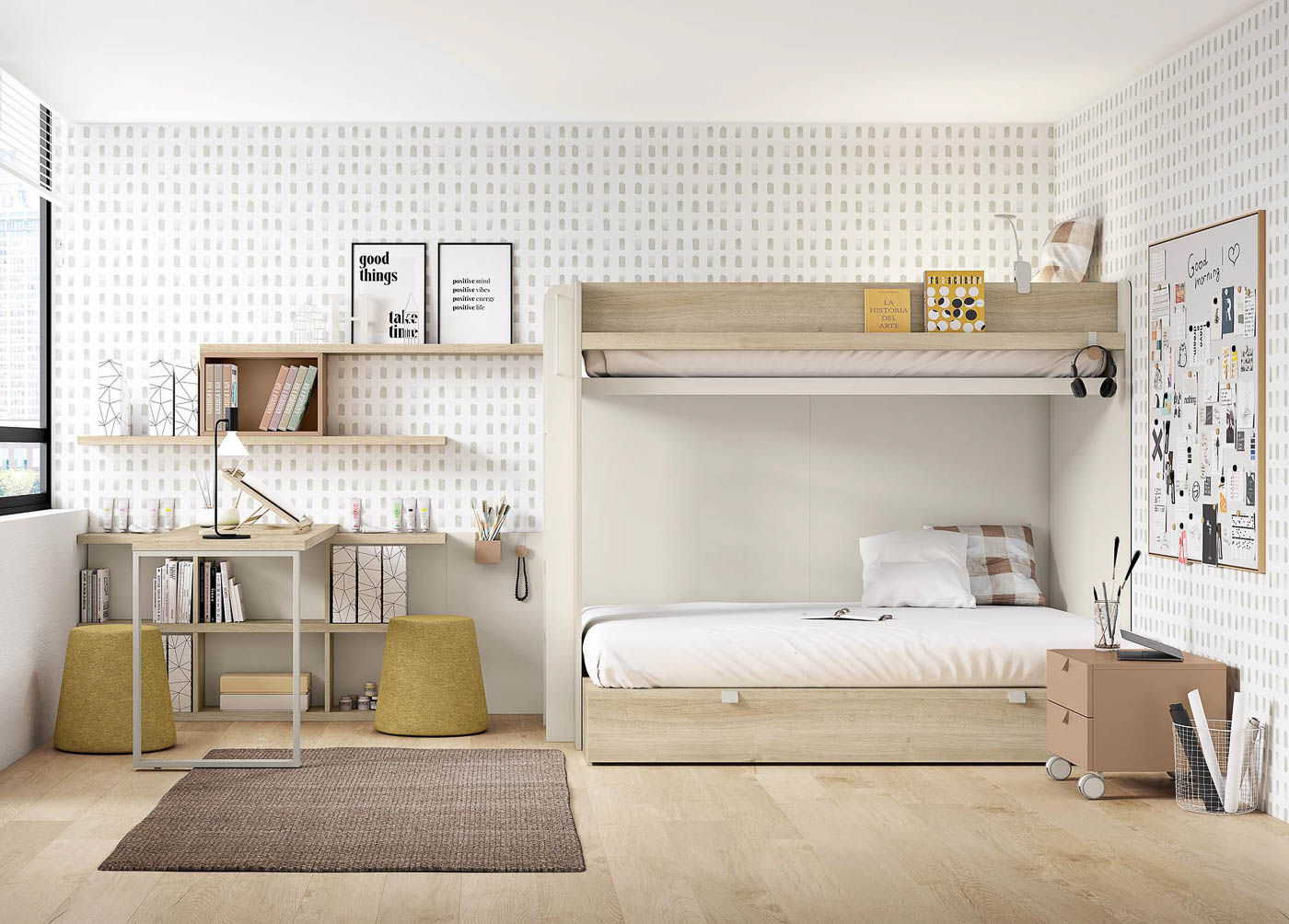 Dormitorio juvenil con litera Delulu NEO 43 de Ros