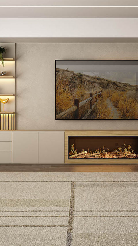 mueble para chimenea