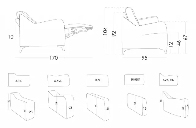 Miniatura: Chaise longue relax motor Avalon de Fama