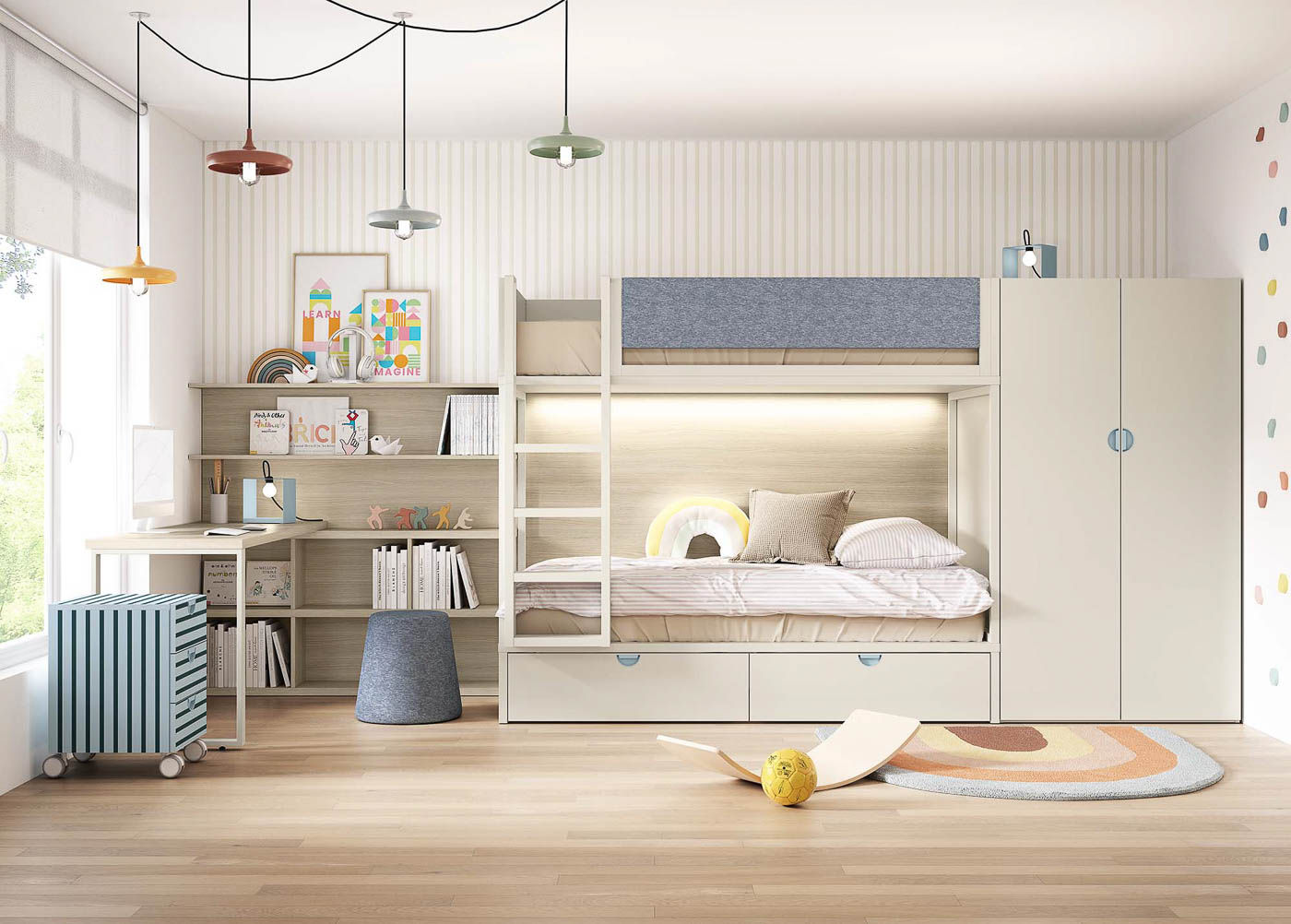 Dormitorio juvenil con litera Delulu NEO 37 de Ros