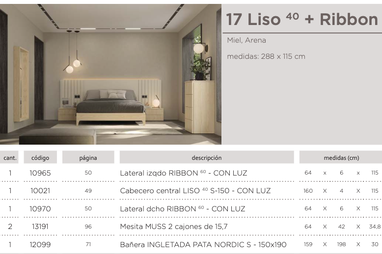 Miniatura: Dormitorio mod. 17 Ribbon 60 Liso v2