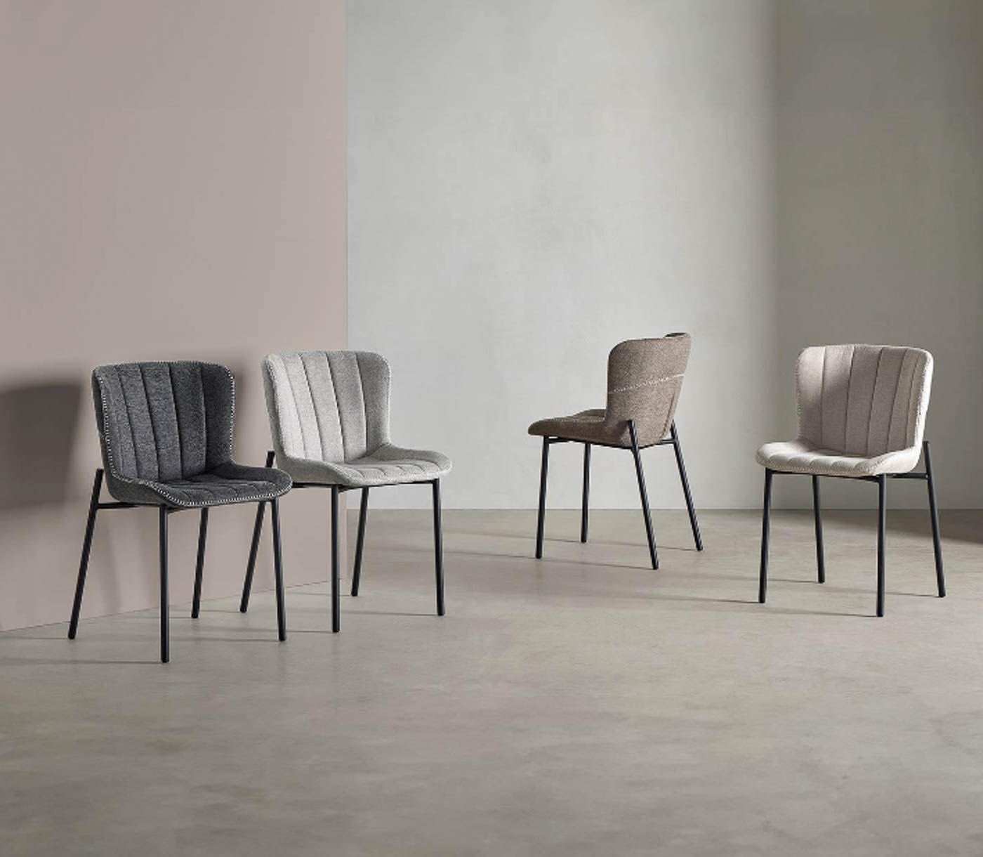 Silla tapizada patas metal Elysium