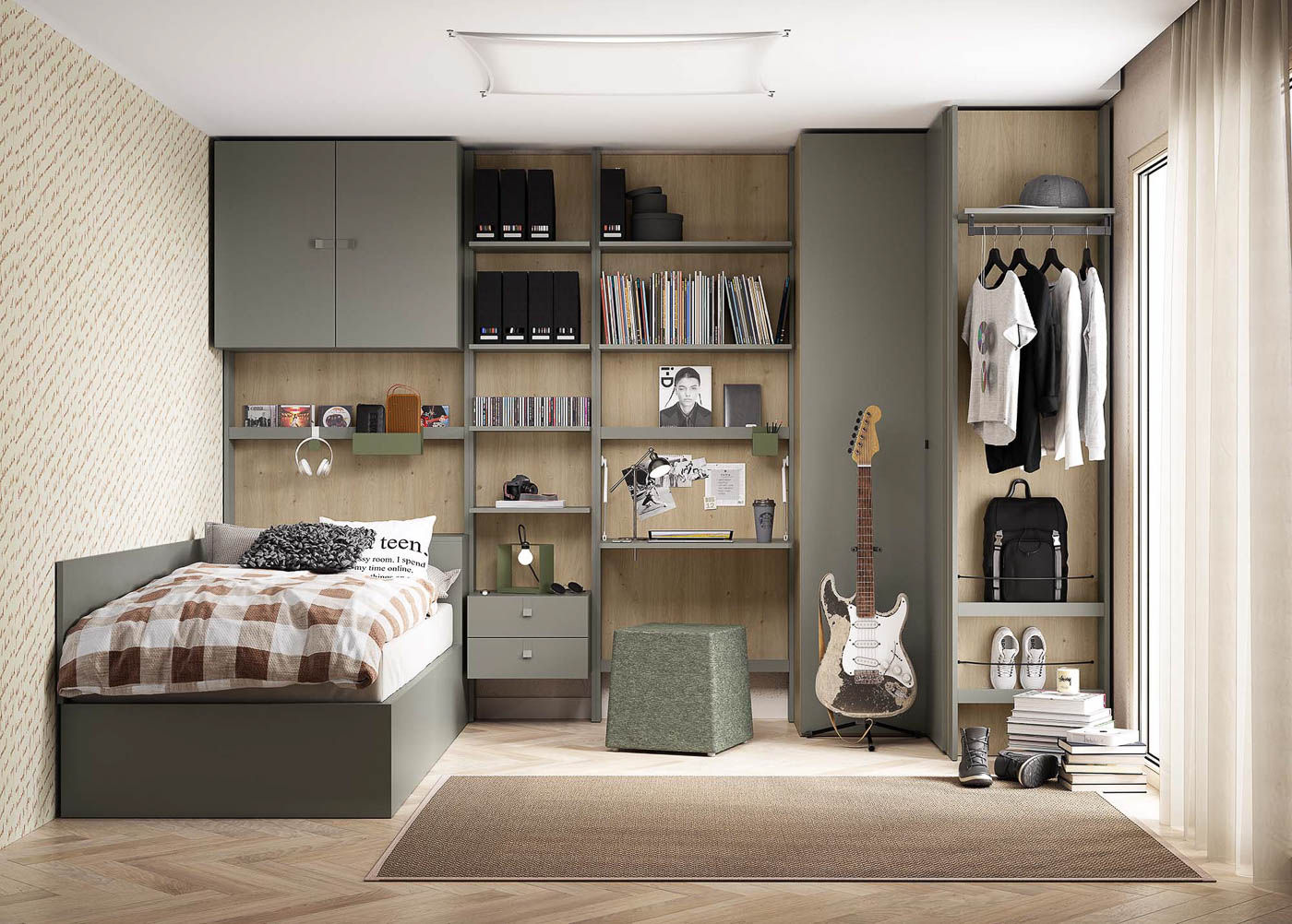 Dormitorio juvenil con cama canapé Delulu NEO 30 de Ros
