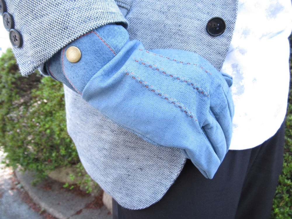 デニム風　牛革メンズ手袋　12173