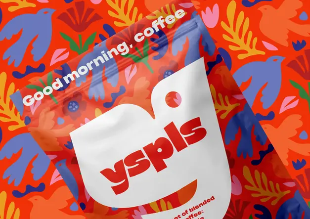 a package of YSPLS coffee with a pattern background