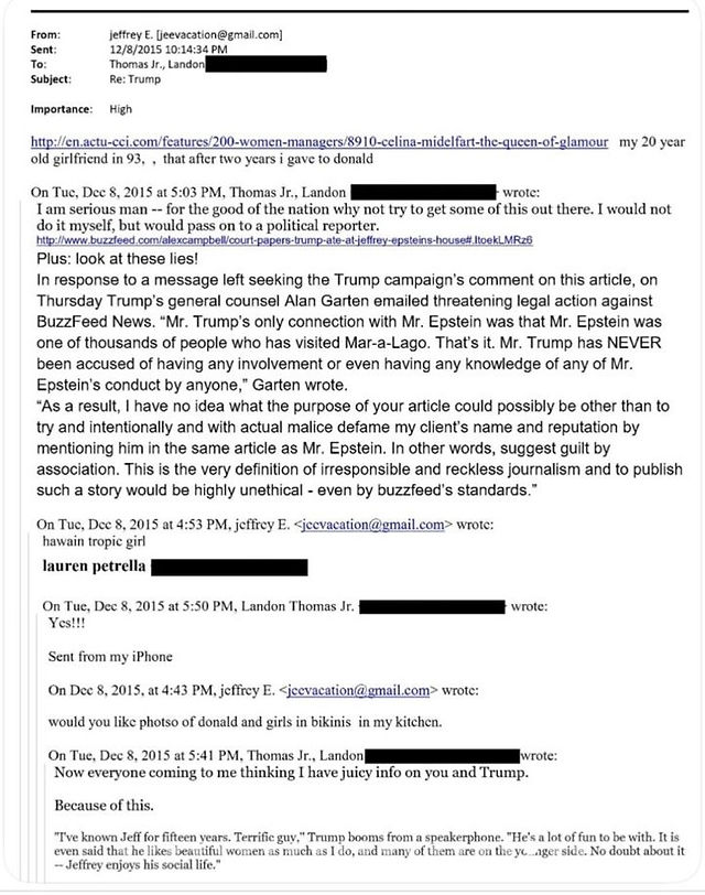 An exchange between NYT journalist Thomas London and Epstein