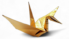 Golden origami crane symbolizing resilience, precision, and strategic wealth planning