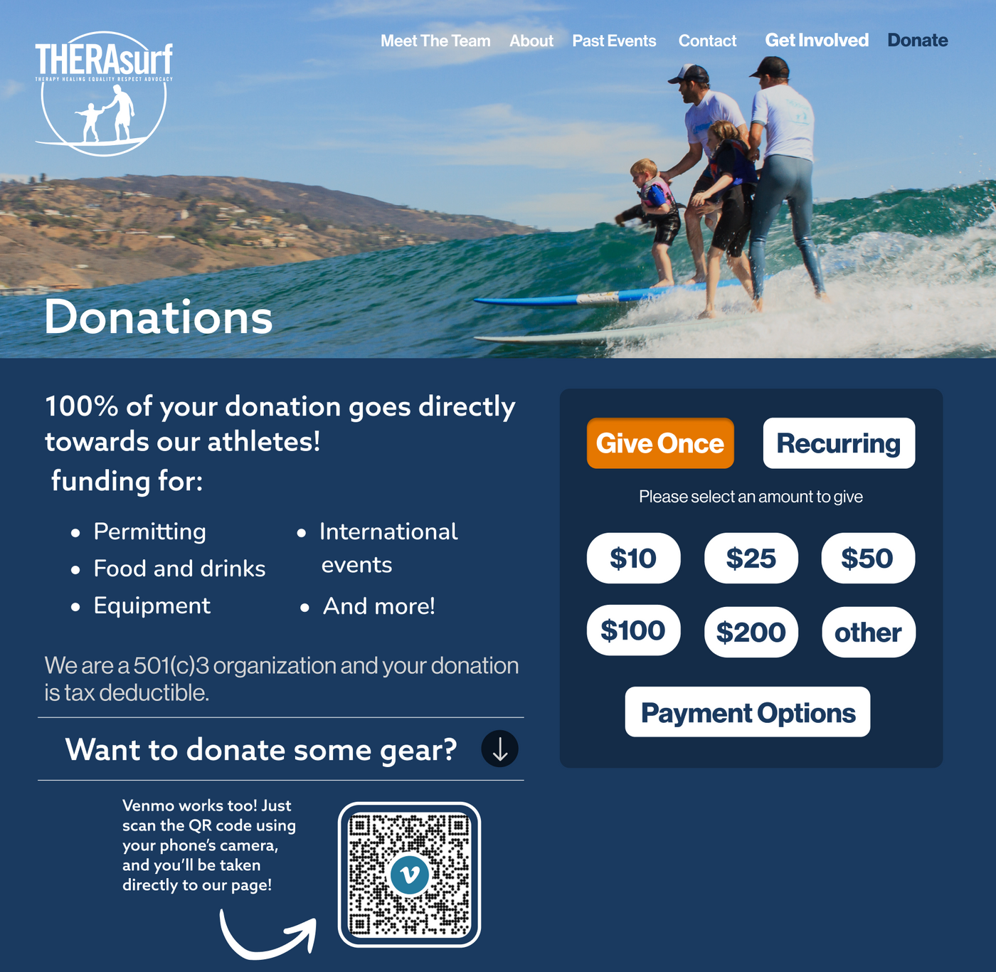 Redesigned desktop donation page