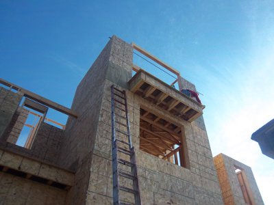 Croftville Road Cottages. The walls on the west side are nearly completed and sheathed. Now we can just sit back and wait for the trusses to arrive. Of course, while we are sitting back we have a hundred other things that need to be done.