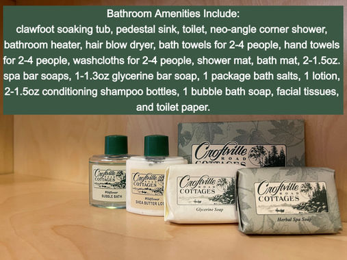 Croftville Road Cottages. You never know quite what to expect in the way of bathroom amenities when you book a stay. We let you know clearly what you can expect.