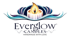 Logo oficial de EverGlow Candles, marca de velas de soya artesanales y aromáticas. Diseño sin fondo para branding y marketing