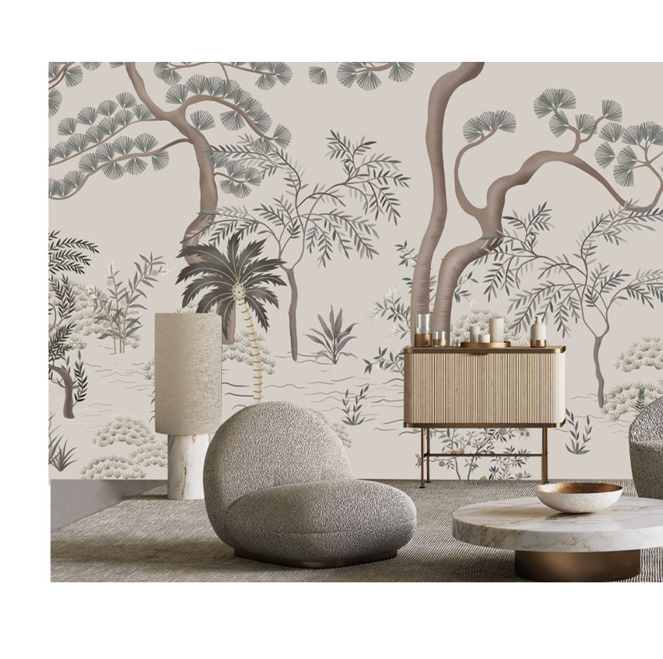 Miniature : Papier peint fresque Asie, Papier peint panoramique forêt, Papier peint panoramique luxe, wall art