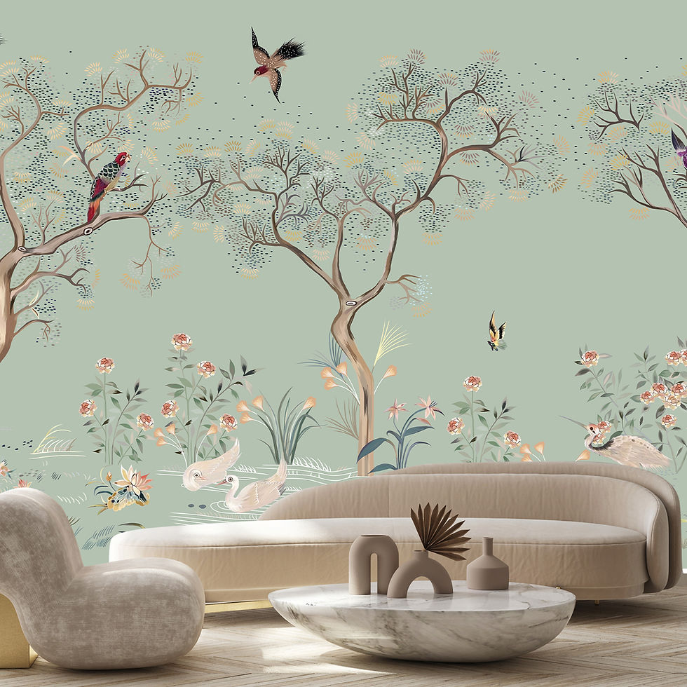 Miniature : chinoiserie, papier peint panoramique, garde, jardin, wallpaper, walldecor, fresque, papelpintado, panoramic, decor mural