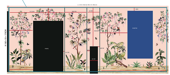 wallpaper, papier peint, jardin , aquarelle, bedroom , saloon, forest, three