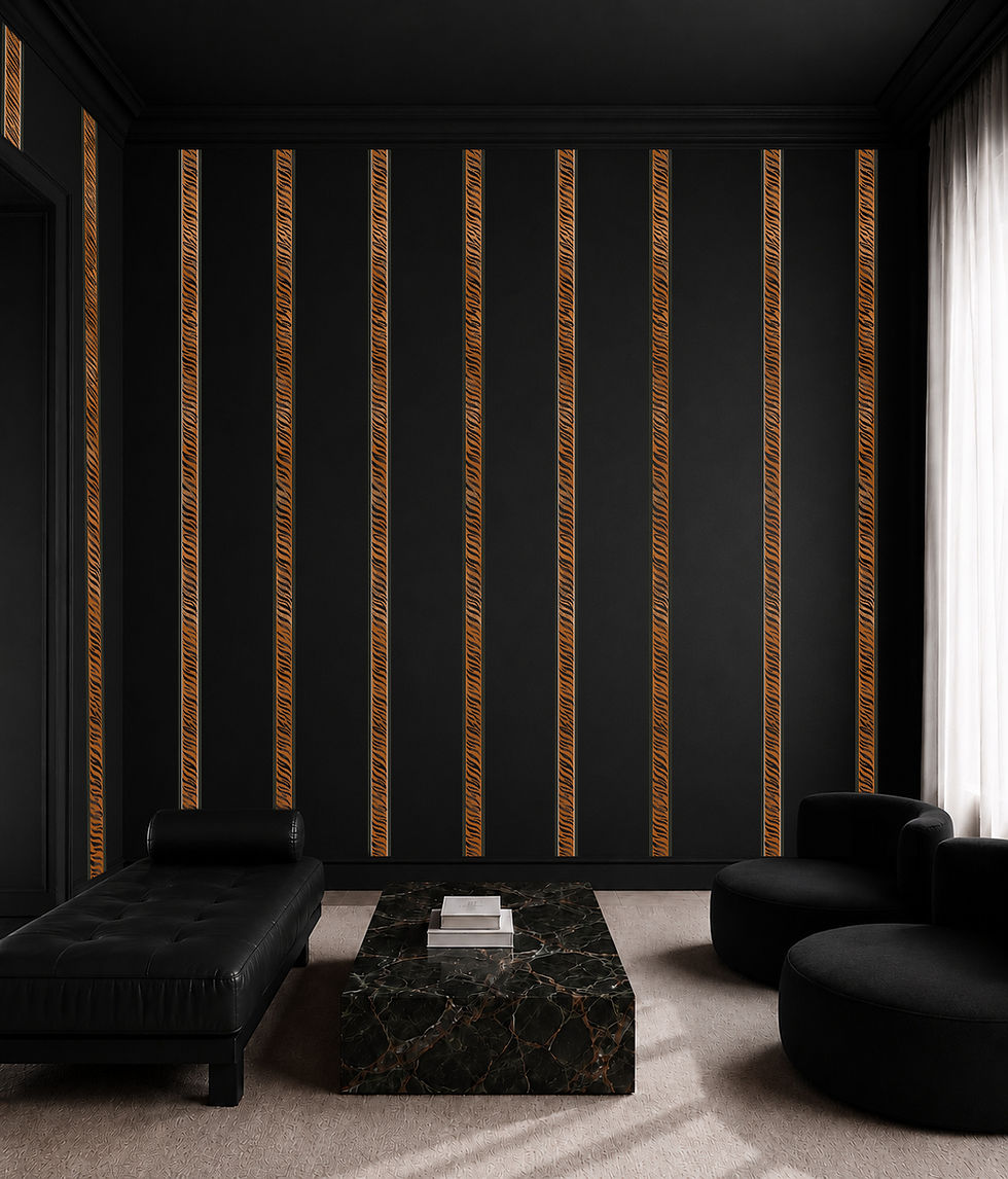 Thumbnail: Papier peint haut de gamme Tigre Impérial noir Mlle Mouns Paper salon de luxe.