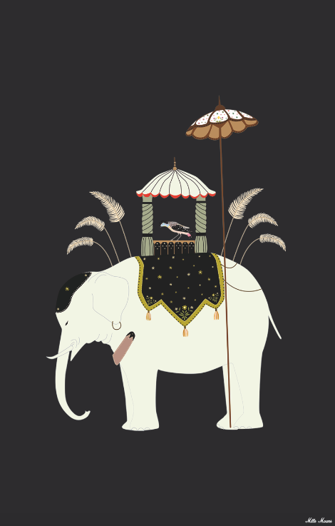 tableau, affiche, poster, elephant, inde, india