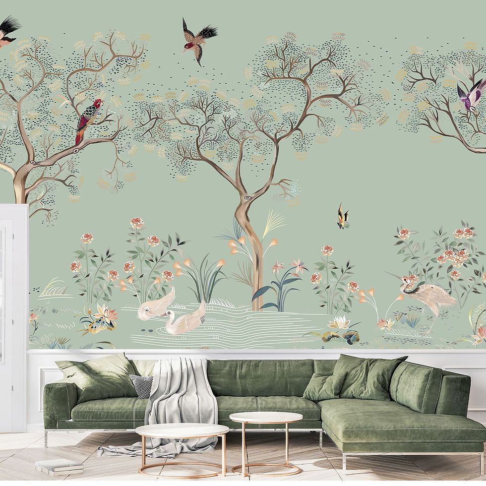 Miniature : chinoiserie, papier peint panoramique, garde, jardin, wallpaper, walldecor, fresque, papelpintado, panoramic, decor mural