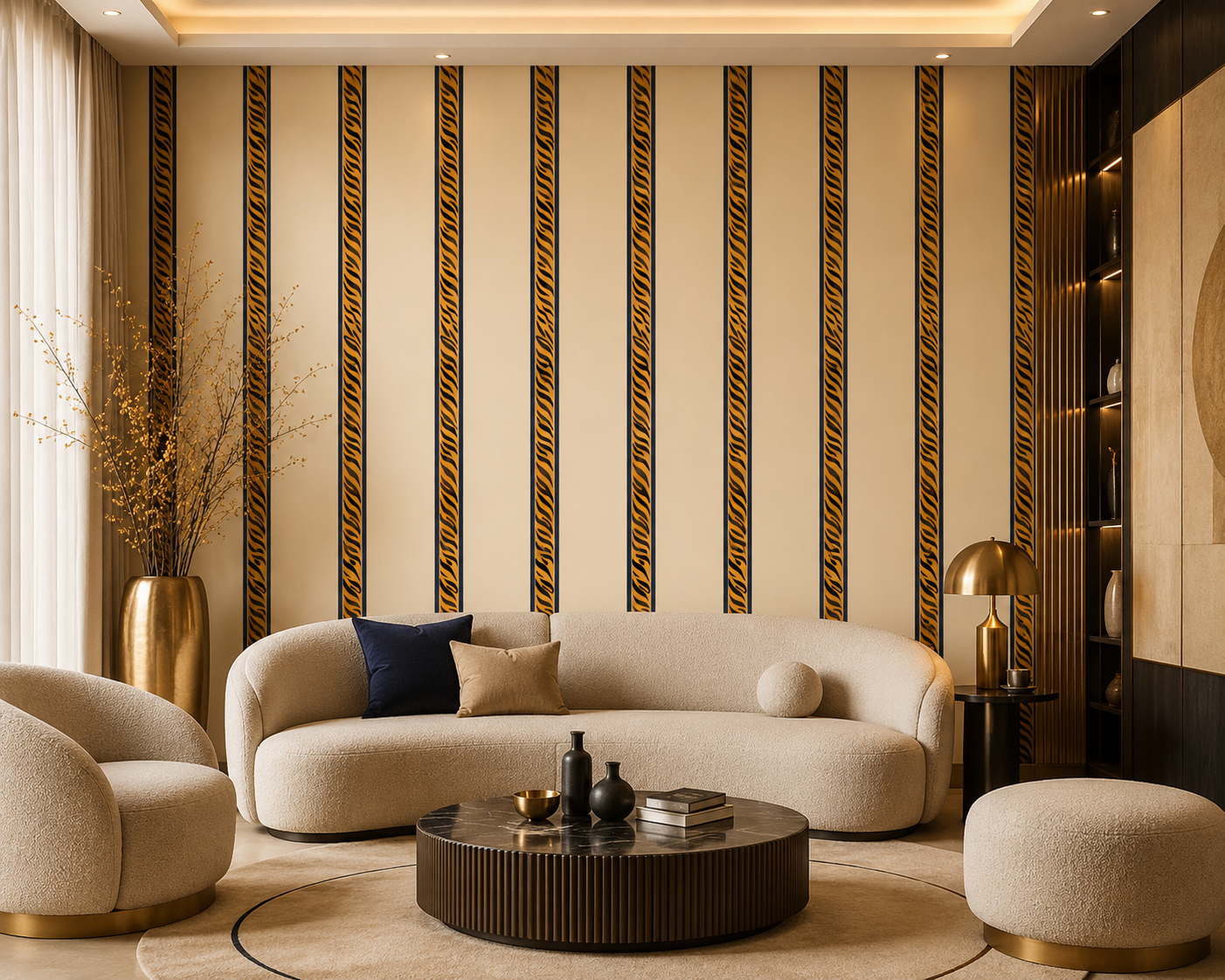 Papier peint haut de gamme Tigre Impérial noir Mlle Mouns Paper salon de luxe.