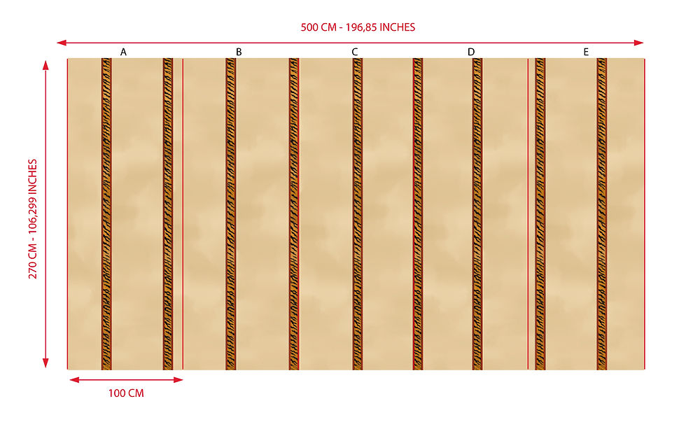 Miniatura: Papier peint panoramique à rayures verticales motif tigre et liseré rouge Mlle Mouns Paper